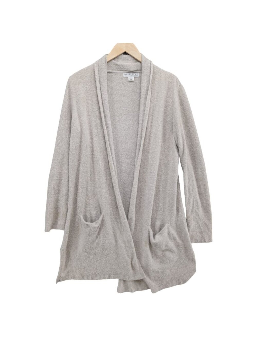 Barefoot Dreams Long Cardigan Womens Beige Open Front CozyChic Lite Knit Size M